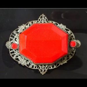 Vintage Edwardian / Art Nouveau Era Bohemian Red !